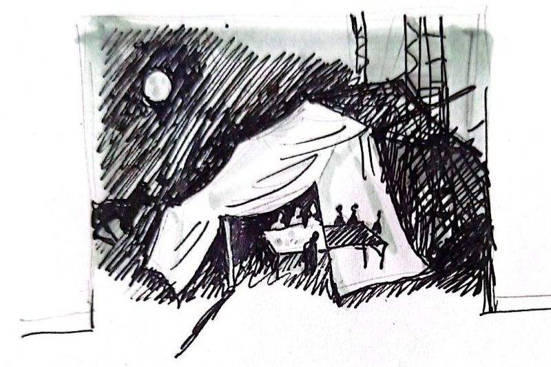 палатка как площадка спектакля Пещерный человек в театре кукол Сказка_Мария Кривцова_skazkabarnaul.jpg