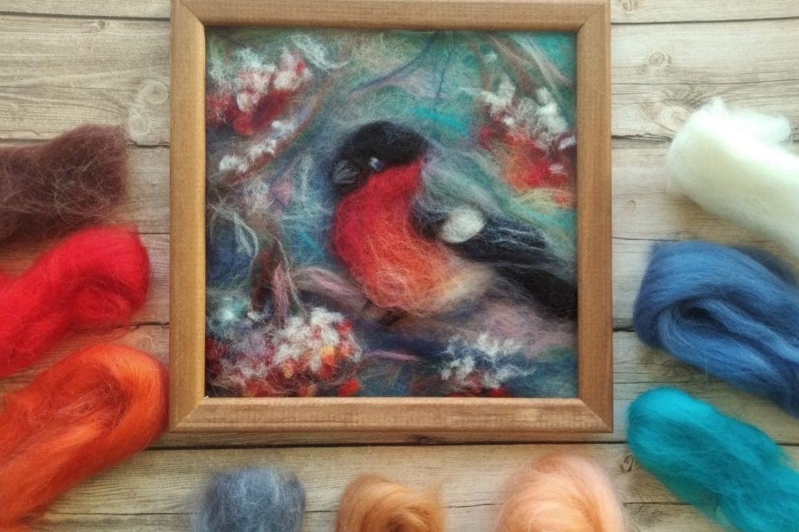 картина из шерсти Снегирь_gmilika.jpg