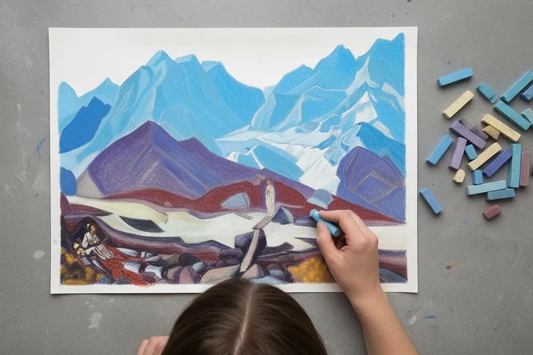 создание картины по мотивам живописи Николая Рериха_Ольга Игнатова.jpg